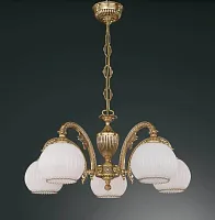 Люстра подвесная  L 8800/5 Reccagni Angelo белая на 5 ламп, основание золотое в стиле классический 
