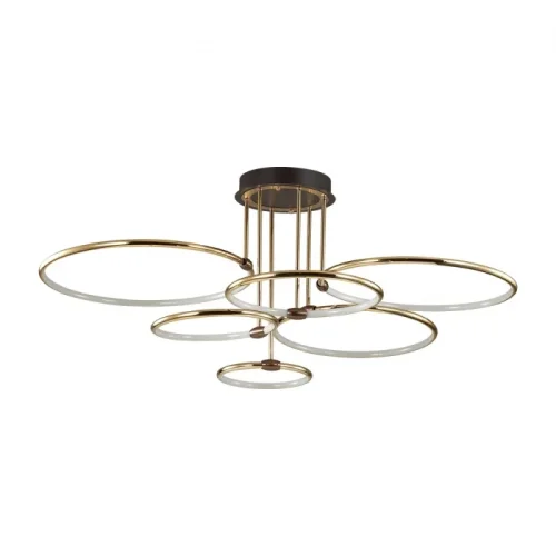 Люстра потолочная LED Ursula 5283/99CL Lumion золотая на 1 лампа, основание коричневое в стиле современный кольца