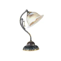Настольная лампа P 1801 Reccagni Angelo белая 1 лампа, основание бронзовое коричневое латунь дерево металл в стиле классический 