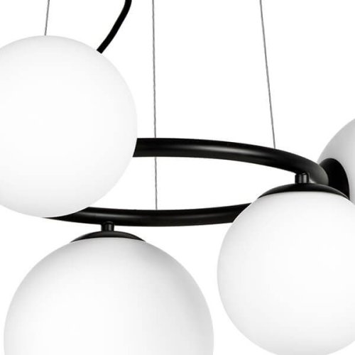 Люстра подвесная Globo 815057 Lightstar белая на 5 ламп, основание чёрное в стиле арт-деко шар фото 4