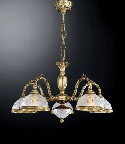 Люстра подвесная  L 6202/5 Reccagni Angelo белая на 5 ламп, основание античное бронза в стиле классический 