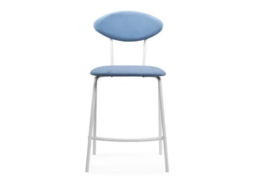 Полубарный стул Коумо катания дасти блю / белый матовый 516476 Woodville, синий/велюр, ножки/металл/белый, размеры - ****470*540 фото 2