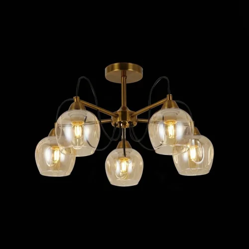 Люстра потолочная Acro SLE110002-05 Evoluce янтарная на 5 ламп, основание бронзовое в стиле современный  фото 2