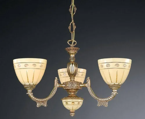 Люстра подвесная  L 7154/3 Reccagni Angelo бежевая на 3 лампы, основание золотое в стиле классический 