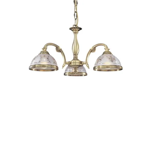 Люстра подвесная  L 6002/3 Reccagni Angelo белая прозрачная на 3 лампы, основание античное бронза в стиле классический  фото 3
