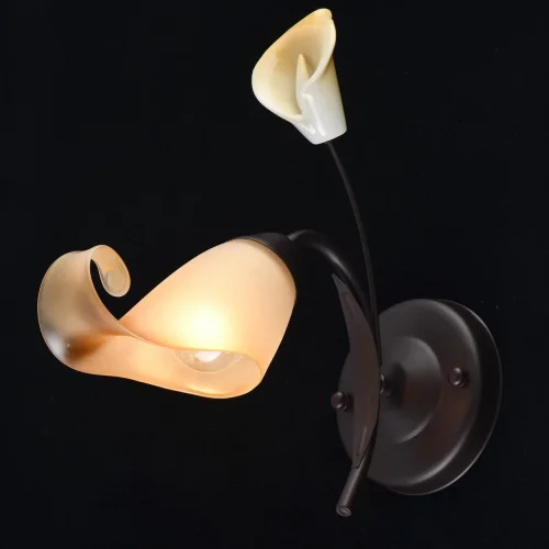 Бра Восторг 242027101 MW-Light бежевый на 1 лампа, основание чёрное коричневое в стиле кантри флористика  фото 3