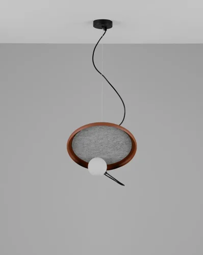 Светильник подвесной Cosmi V10696-PL Moderli серый белый 1 лампа, основание чёрное в стиле современный  фото 2