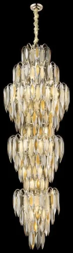 Люстра подвесная хрустальная Orlanda WE144.40.303 Wertmark янтарная прозрачная на 40 ламп, основание золотое в стиле классический 