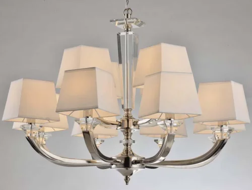 Люстра подвесная 11408+4/C Newport белая на 12 ламп, основание никель в стиле современный 
