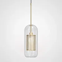 Светильник подвесной CATCH F cylinder brass D12 186715-26 ImperiumLoft прозрачный 1 лампа, основание бронзовое в стиле современный 