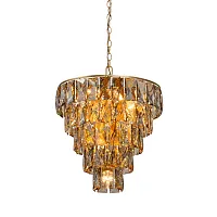 Люстра подвесная V5278-8/20+1 Vitaluce янтарная на 21 лампа, основание золотое в стиле современный классический 