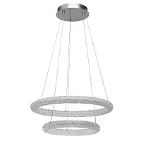 Люстра подвесная LED с пультом Гослар 498014202 Chiaro белая прозрачная на 1 лампа, основание хром в стиле современный кольца