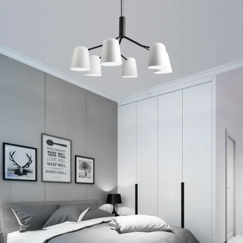 Люстра подвесная SKYM D95 102056-26 ImperiumLoft белая на 8 ламп, основание чёрное в стиле современный  фото 9