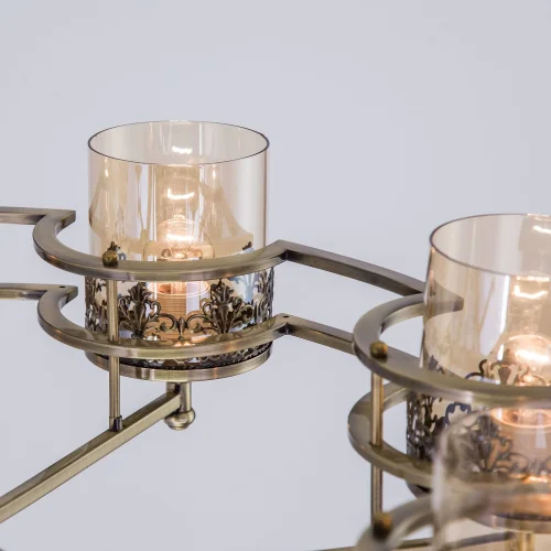 Люстра подвесная Ориент CL464183 Citilux прозрачная янтарная на 8 ламп, основание бронзовое в стиле классический  фото 5