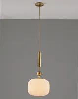 Светильник подвесной Creamy V10911-P Moderli белый 1 лампа, основание золотое в стиле современный выдувное
