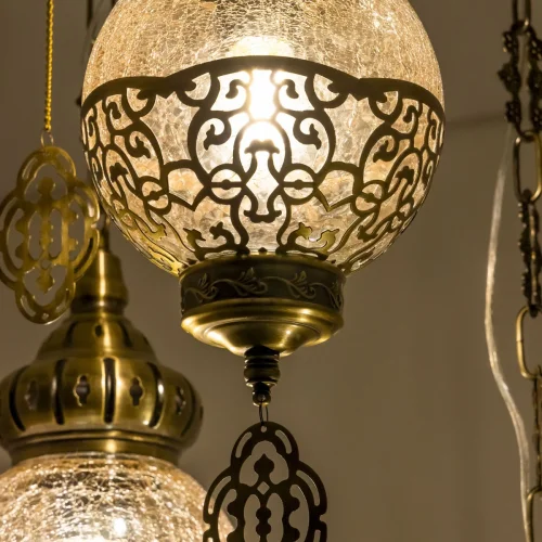 Светильник подвесной Каир CL419133 Citilux янтарный 3 лампы, основание бронзовое в стиле восточный каскад фото 9