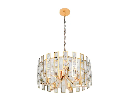 Люстра подвесная TR5061 Ambrella light прозрачная на 6 ламп, основание золотое в стиле современный классический  фото 5