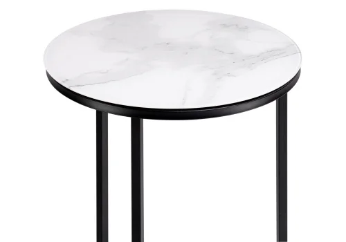 Журнальный столик Иберис белый мрамор / черный 500011 Woodville столешница белая из стекло фото 3