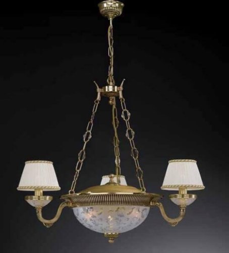 Люстра подвесная  L 6502/3+3 Reccagni Angelo белая на 6 ламп, основание золотое в стиле классический 