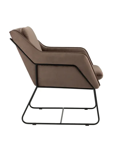 Кресло Роланд в стиле лофт велюр коричневый УТ000035916 Stool Group, коричневый/велюр, ножки/металл/чёрный, размеры - ****700*840мм фото 4
