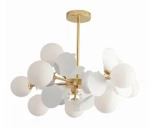Люстра потолочная Матиас 074160-10,33(01) Kink Light белая на 10 ламп, основание золотое в стиле современный молекула шар
