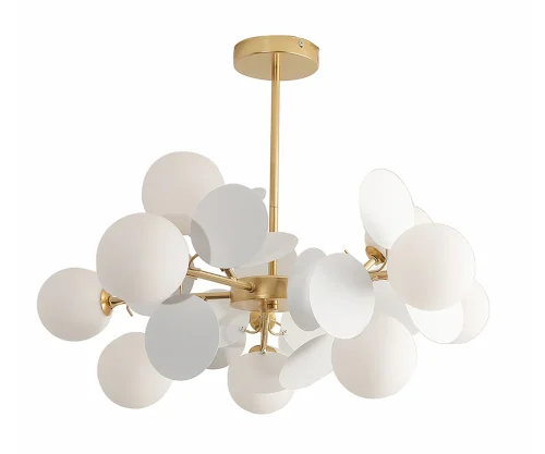 Люстра потолочная Матиас 074160-10,33(01) Kink Light белая на 10 ламп, основание золотое в стиле современный молекула шар