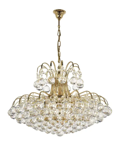 Люстра хрустальная подвесная Loano E 1.5.57.100 G Arti Lampadari без плафона прозрачная на 6 ламп, основание золотое в стиле классический 