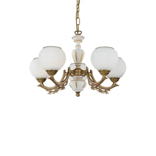 Люстра подвесная  L 8655/5 Reccagni Angelo белая на 5 ламп, основание античное бронза в стиле кантри классический  фото 3