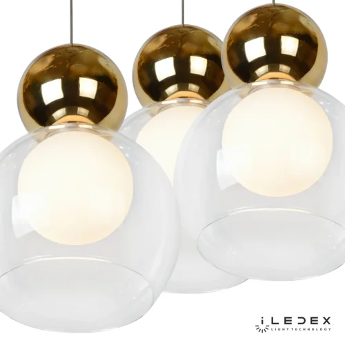 Светильник подвесной LED Blossom C4476-3R GL iLedex прозрачный золотой 1 лампа, основание хром в стиле современный хай-тек каскад шар фото 4