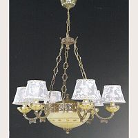 Люстра подвесная  L 7134/6+2 Reccagni Angelo бежевая на 8 ламп, основание золотое в стиле классический 