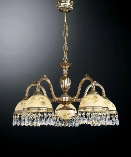Люстра подвесная  L 6306/5 Reccagni Angelo жёлтая на 5 ламп, основание золотое в стиле классический 