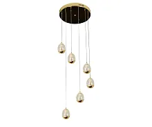 Люстра каскадная LED Берти 07866-6A,33 Kink Light прозрачная на 6 ламп, основание золотое в стиле современный каскад