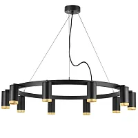 Люстра подвесная Rullo LR02037040 Lightstar чёрная золотая на 10 ламп, основание чёрное в стиле хай-тек Люстра подвесная Rullo LR02037040 Lightstar чёрная золотая на 10 ламп, основание чёрное в стиле хай-тек