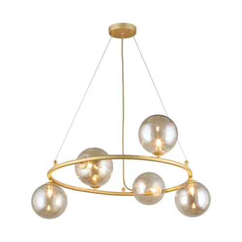 Люстра подвесная Odet APL.630.03.06 Aployt янтарная на 6 ламп, основание матовое золото в стиле современный шар