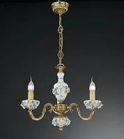 Люстра подвесная  L 9110/3 Reccagni Angelo без плафона на 3 лампы, основание золотое белое в стиле классический 