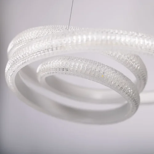 Люстра подвесная LED с пультом Оскар 510015401 DeMarkt белая на 1 лампа, основание белое в стиле современный хай-тек кольца с пультом фото 4