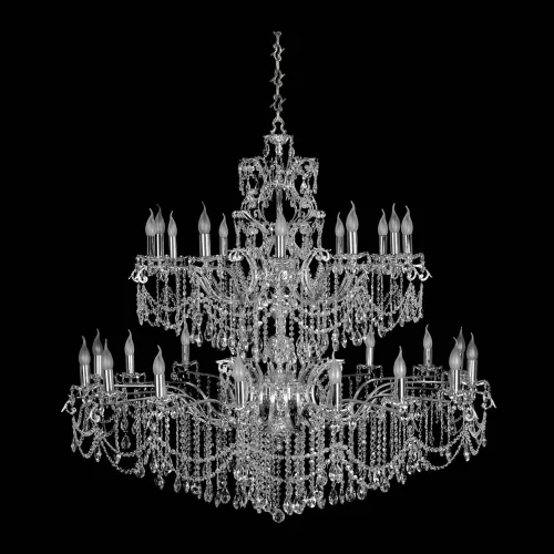 Люстра хрустальная подвесная Forli E 1.1.28.601 S Dio D'Arte без плафона на 28 ламп, основание серебряное в стиле классический 