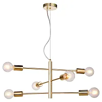 Люстра подвесная Huron LSP-8155 Lussole без плафона на 6 ламп, основание золотое в стиле современный 