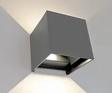 Настенный светильник LED Куб 08585,16(3000K) Kink Light уличный IP65 серый 2 лампы, плафон серый в стиле современный LED