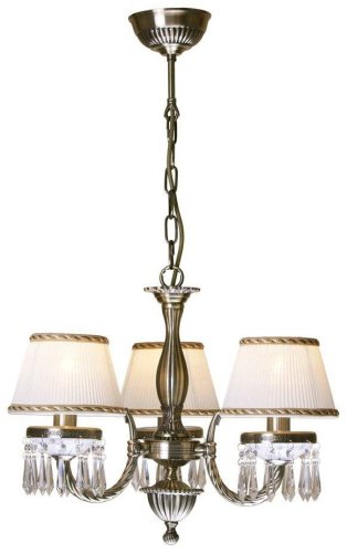 Люстра подвесная  142-503-03 Velante бежевая на 3 лампы, основание бронзовое в стиле классический 