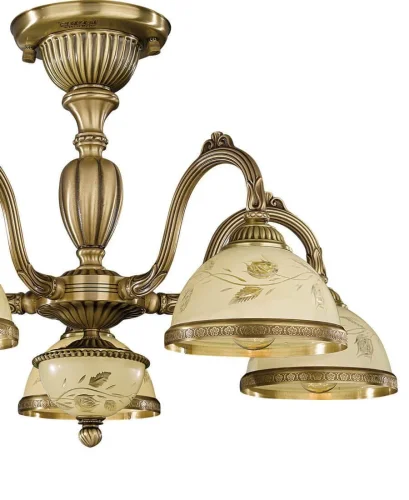 Люстра потолочная  PL 6228/5 Reccagni Angelo жёлтая на 5 ламп, основание античное бронза в стиле классический  фото 2