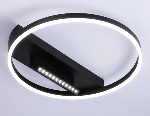 Светильник потолочный LED с пультом FL51458 Ambrella light чёрный 1 лампа, основание чёрное в стиле современный хай-тек кольца фото 5