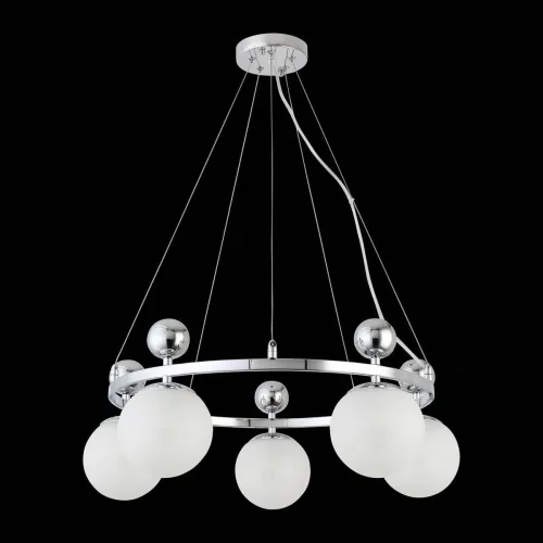 Люстра подвесная Pechio SLE106103-05 Evoluce белая на 5 ламп, основание хром в стиле современный шар фото 3