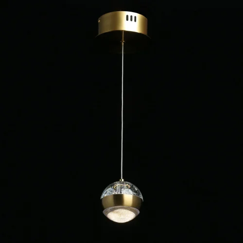 Светильник подвесной LED Капелия 730010701 DeMarkt прозрачный 1 лампа, основание латунь в стиле современный хай-тек  фото 2