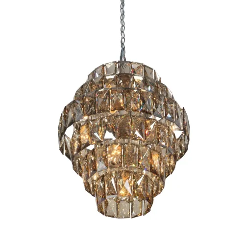 Люстра подвесная V5863-9/21 Vitaluce янтарная на 21 лампа, основание хром в стиле классический современный  фото 3