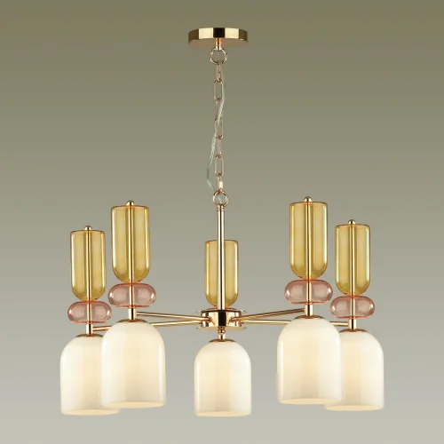 Люстра подвесная Gillian 4589/5 Lumion белая на 5 ламп, основание золотое в стиле современный  фото 3