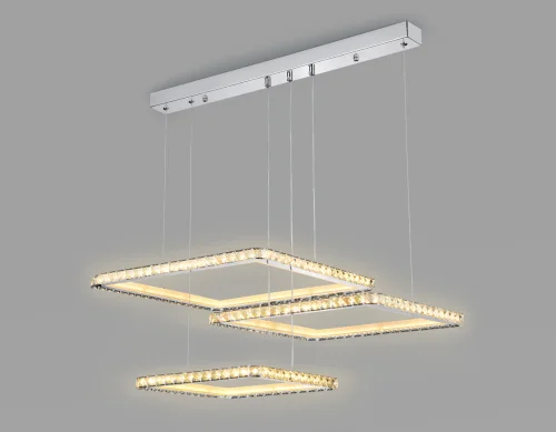 Люстра подвесная LED с пультом FA1759 Ambrella light прозрачная на 1 лампа, основание хром в стиле современный хай-тек с пультом квадраты фото 3