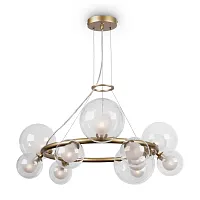Люстра подвесная Дуо (Duo) FR5139PL-10MG Freya прозрачная на 10 ламп, основание матовое золото в стиле современный шар Люстра подвесная Дуо (Duo) FR5139PL-10MG Freya прозрачная на 10 ламп, основание матовое золото в стиле современный шар