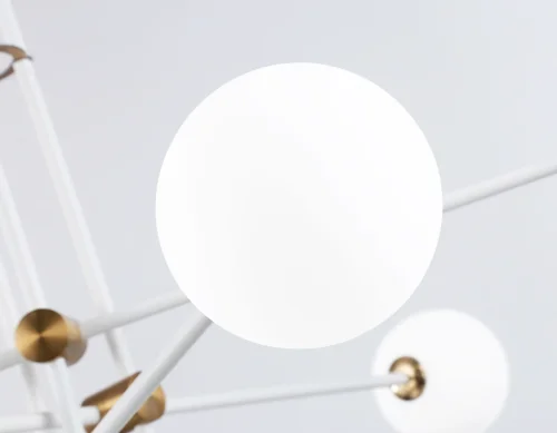 Люстра на штанге TR2521 Ambrella light белая на 6 ламп, основание латунь в стиле современный  фото 6