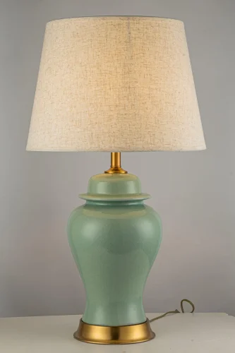 Настольная лампа Gaiba E 4.1.T1 GR Arti Lampadari бежевая 1 лампа, основание зелёное керамика в стиле классический кантри  фото 3
